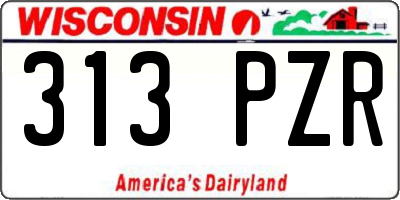 WI license plate 313PZR