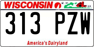 WI license plate 313PZW