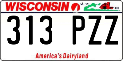WI license plate 313PZZ