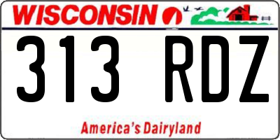 WI license plate 313RDZ