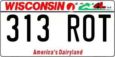 WI license plate 313ROT