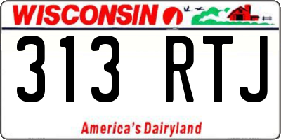 WI license plate 313RTJ