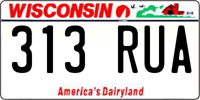 WI license plate 313RUA