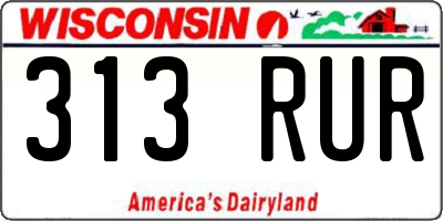 WI license plate 313RUR