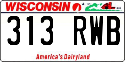 WI license plate 313RWB