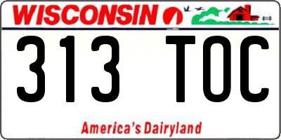 WI license plate 313TOC