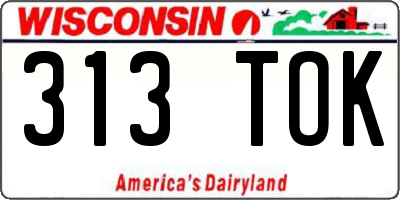 WI license plate 313TOK