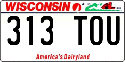 WI license plate 313TOU