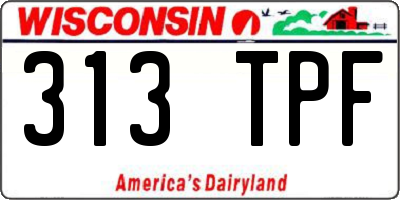 WI license plate 313TPF