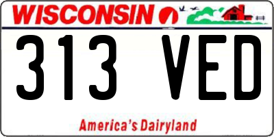 WI license plate 313VED