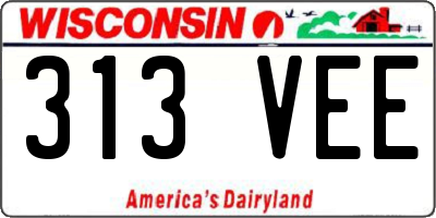 WI license plate 313VEE
