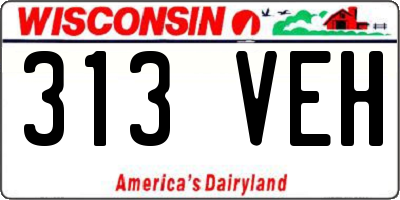 WI license plate 313VEH