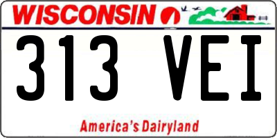 WI license plate 313VEI