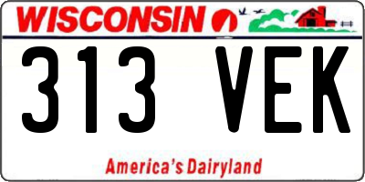WI license plate 313VEK