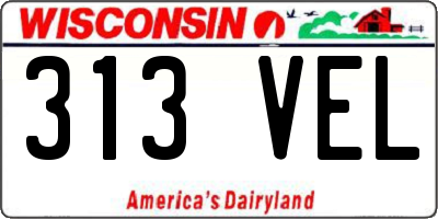 WI license plate 313VEL