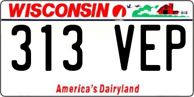 WI license plate 313VEP