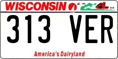 WI license plate 313VER
