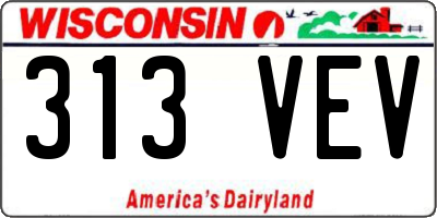 WI license plate 313VEV