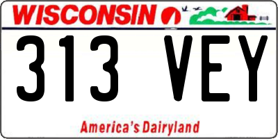WI license plate 313VEY