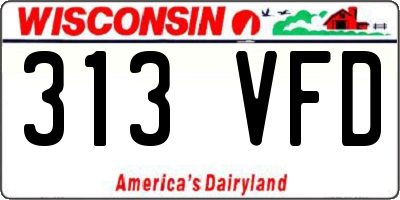 WI license plate 313VFD
