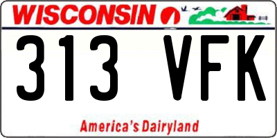 WI license plate 313VFK