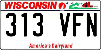 WI license plate 313VFN