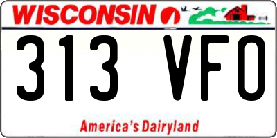 WI license plate 313VFO