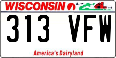 WI license plate 313VFW