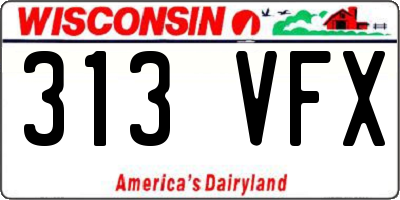 WI license plate 313VFX