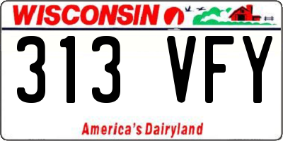 WI license plate 313VFY