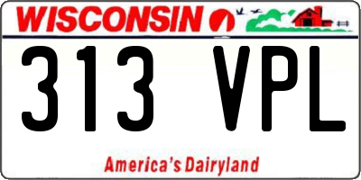 WI license plate 313VPL