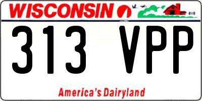 WI license plate 313VPP