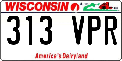 WI license plate 313VPR