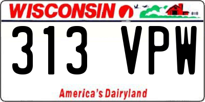 WI license plate 313VPW