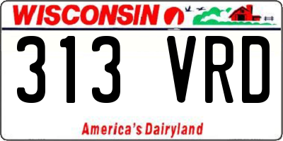 WI license plate 313VRD