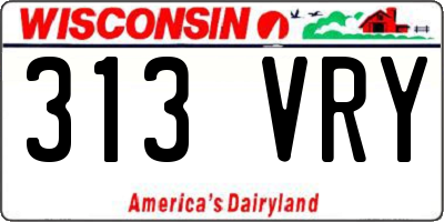 WI license plate 313VRY