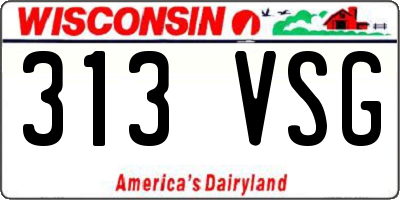 WI license plate 313VSG