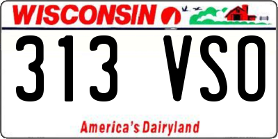 WI license plate 313VSO