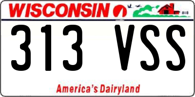 WI license plate 313VSS