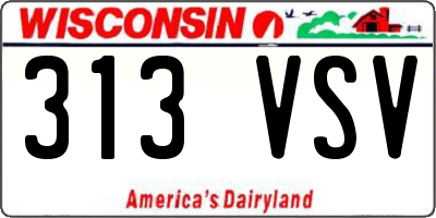 WI license plate 313VSV