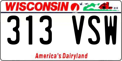 WI license plate 313VSW