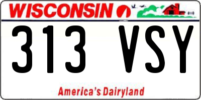 WI license plate 313VSY