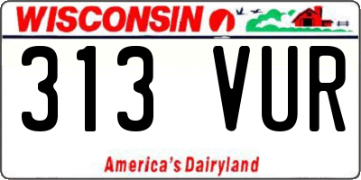 WI license plate 313VUR