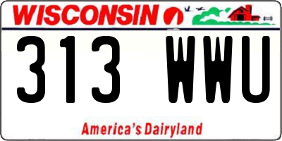 WI license plate 313WWU