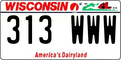 WI license plate 313WWW