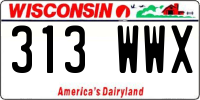 WI license plate 313WWX