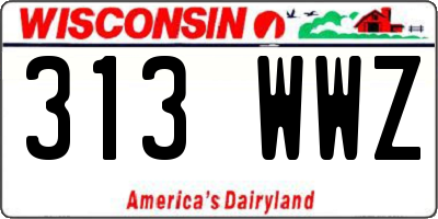 WI license plate 313WWZ
