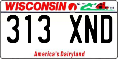 WI license plate 313XND