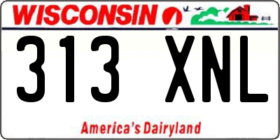 WI license plate 313XNL