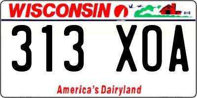 WI license plate 313XOA
